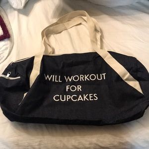 Will Workout for Cupcakes Gym Bag, new no tag